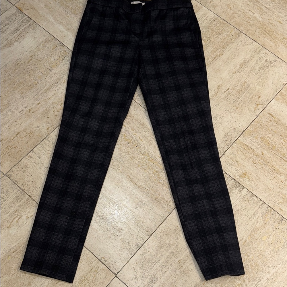 Plaid Black and Gray Women's Trousers
